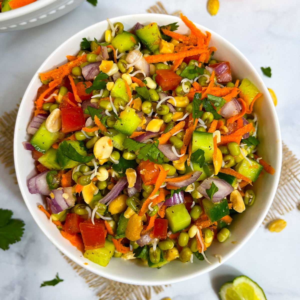 Cucumber Carrot Cabbage Tomato Moong Sprouts Pomegranate Coriander Salad