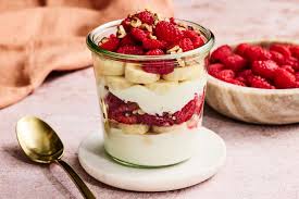 Raspberry banana yogurt parfait