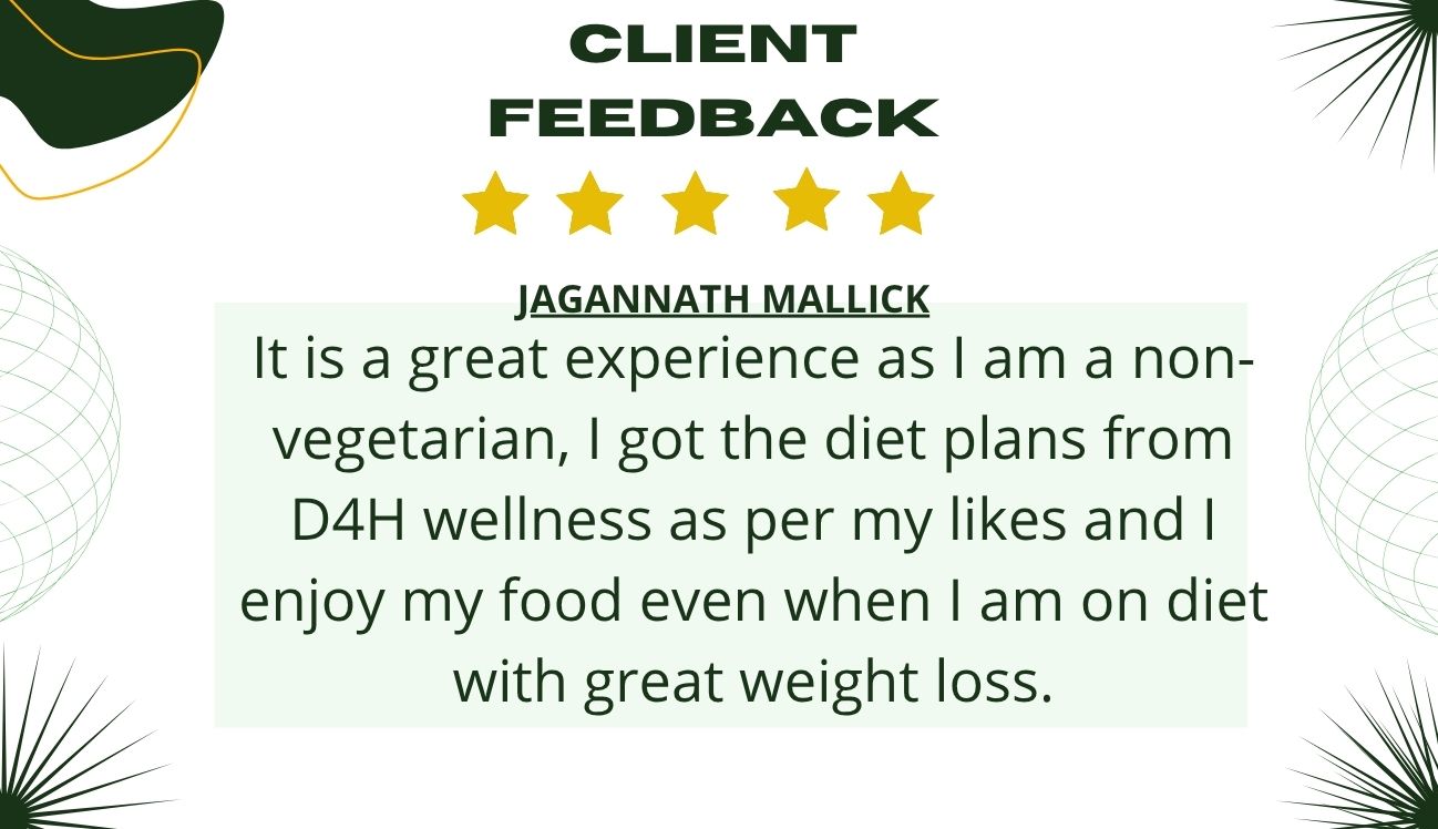 It is a great experience as I am a non-vegetarian, I got the diet plans from Diet4health as per my likes and I enjoy my food even when I am on diet with great weight loss.