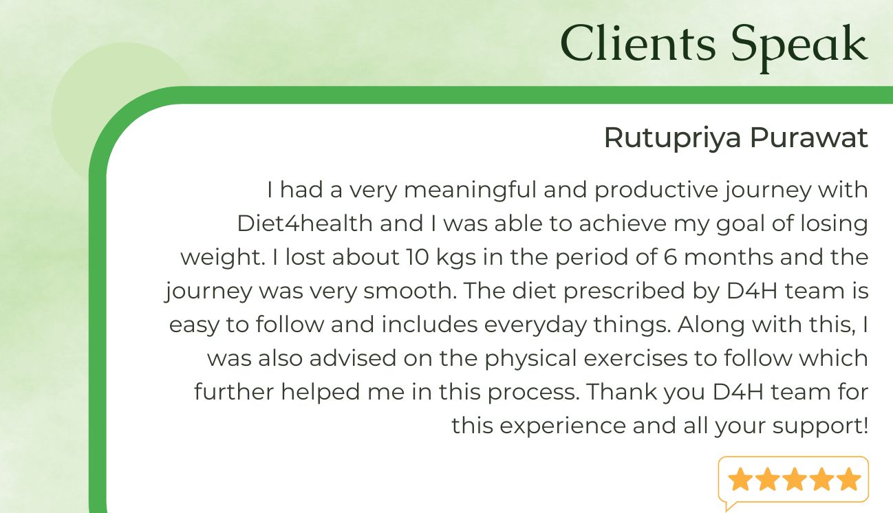 I had a very meaningful and productive journey with Diet4health