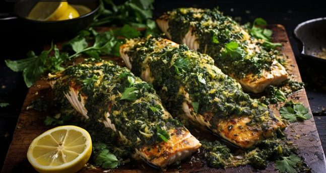Coriander-Mint Infused Steamed Fish with Vibrant Vegetables