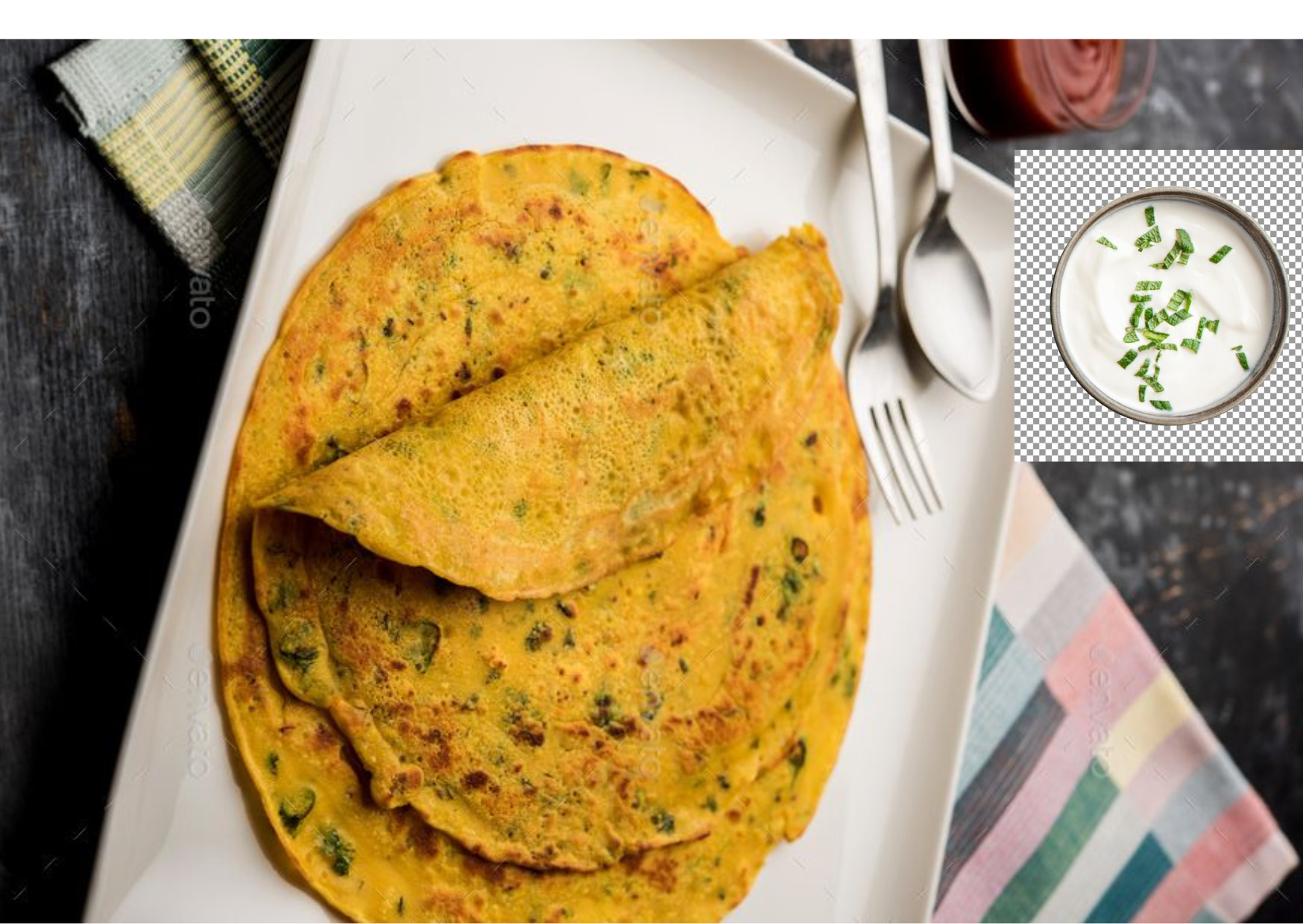Besan Chilla with Curd